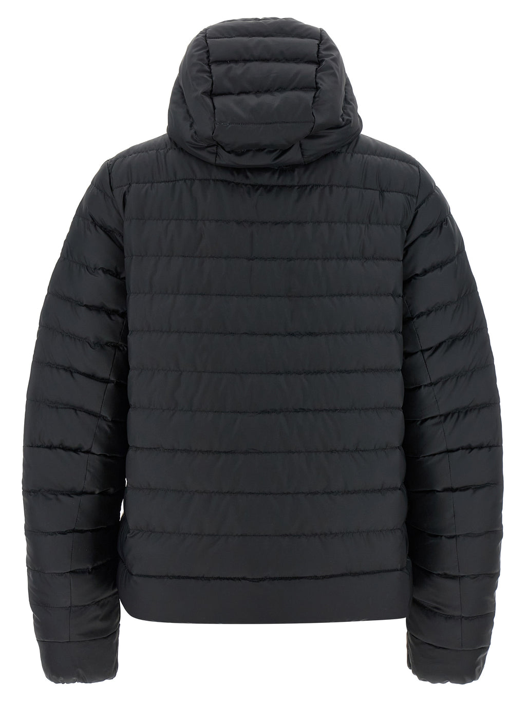 Schwarze Polyamid-Jacke in voller Länge