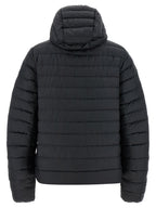 Schwarze Polyamid-Jacke in voller Länge