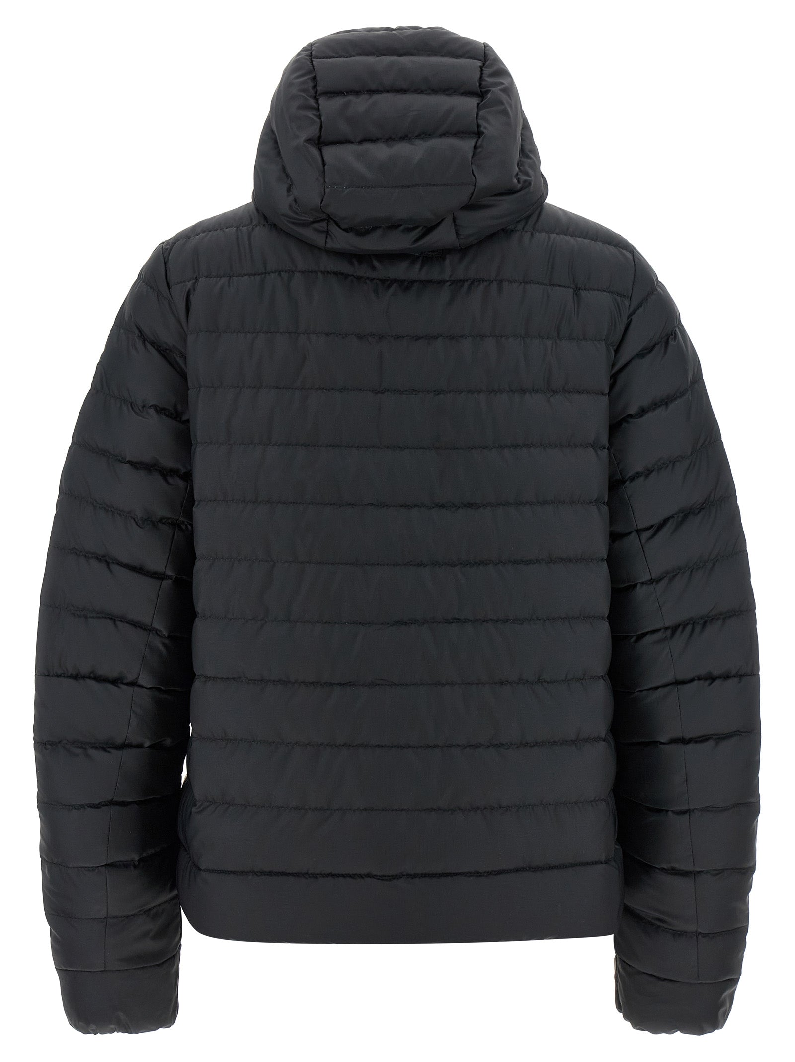 Schwarze Polyamid-Jacke in voller Länge