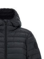 Schwarze Polyamid-Jacke in voller Länge