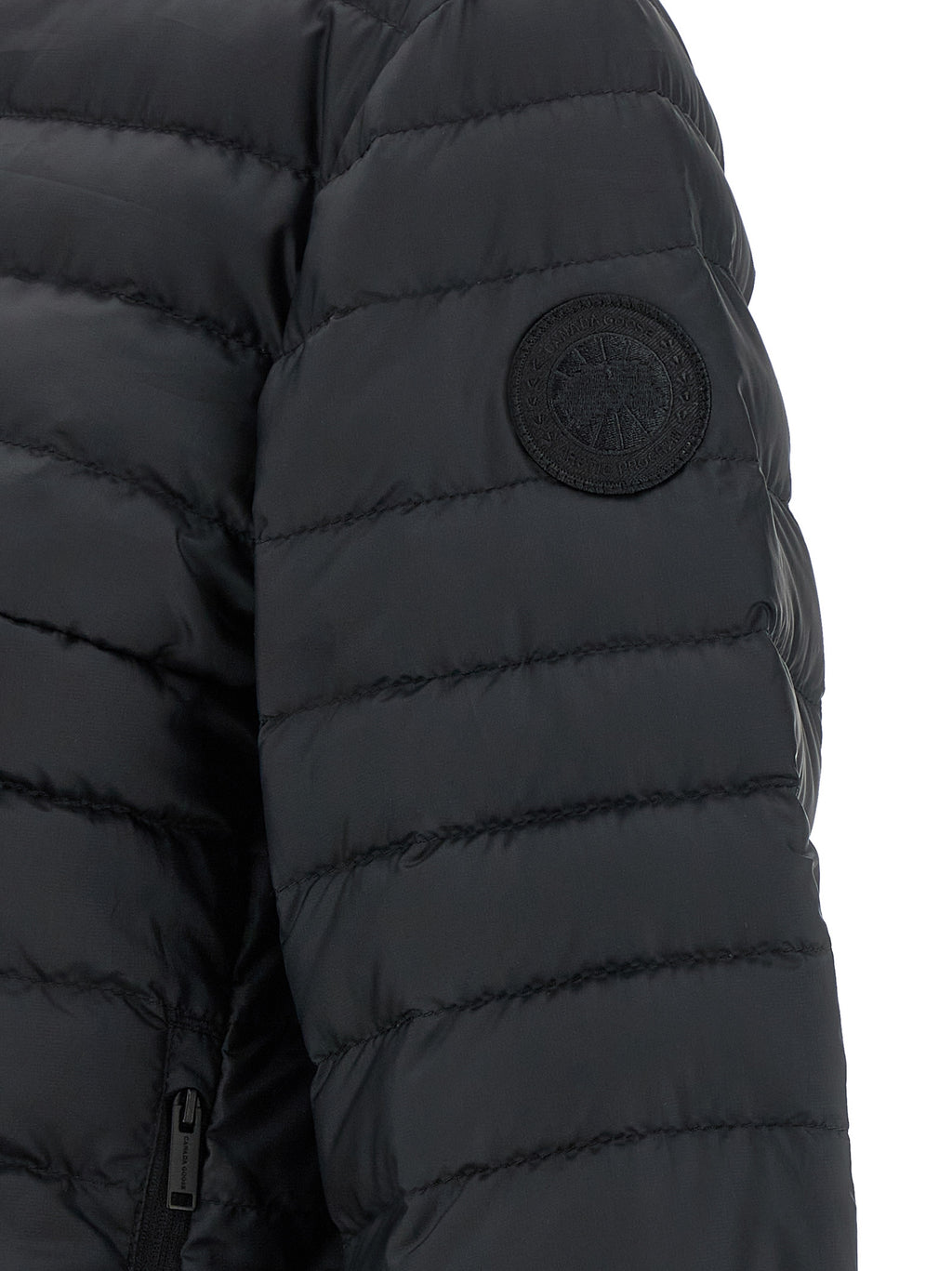 Schwarze Polyamid-Jacke in voller Länge