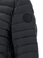 Schwarze Polyamid-Jacke in voller Länge