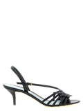 Schwarze Stiletto-Sandalen aus Kalbsleder