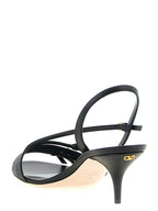 Schwarze Stiletto-Sandalen aus Kalbsleder