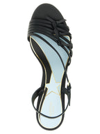 Schwarze Stiletto-Sandalen aus Kalbsleder