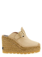 Beige Viskose Keilsandalen