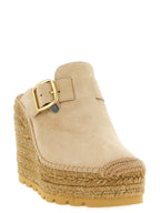 Beige Viskose Keilsandalen