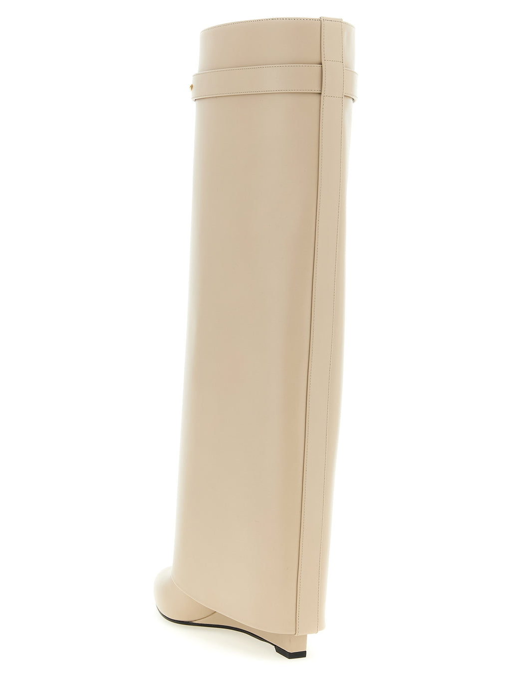 Beige Kalbsleder Overknee-Stiefel