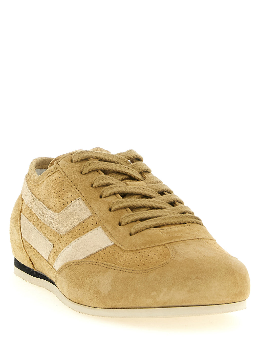 Beige Kalbsleder-Sneakers