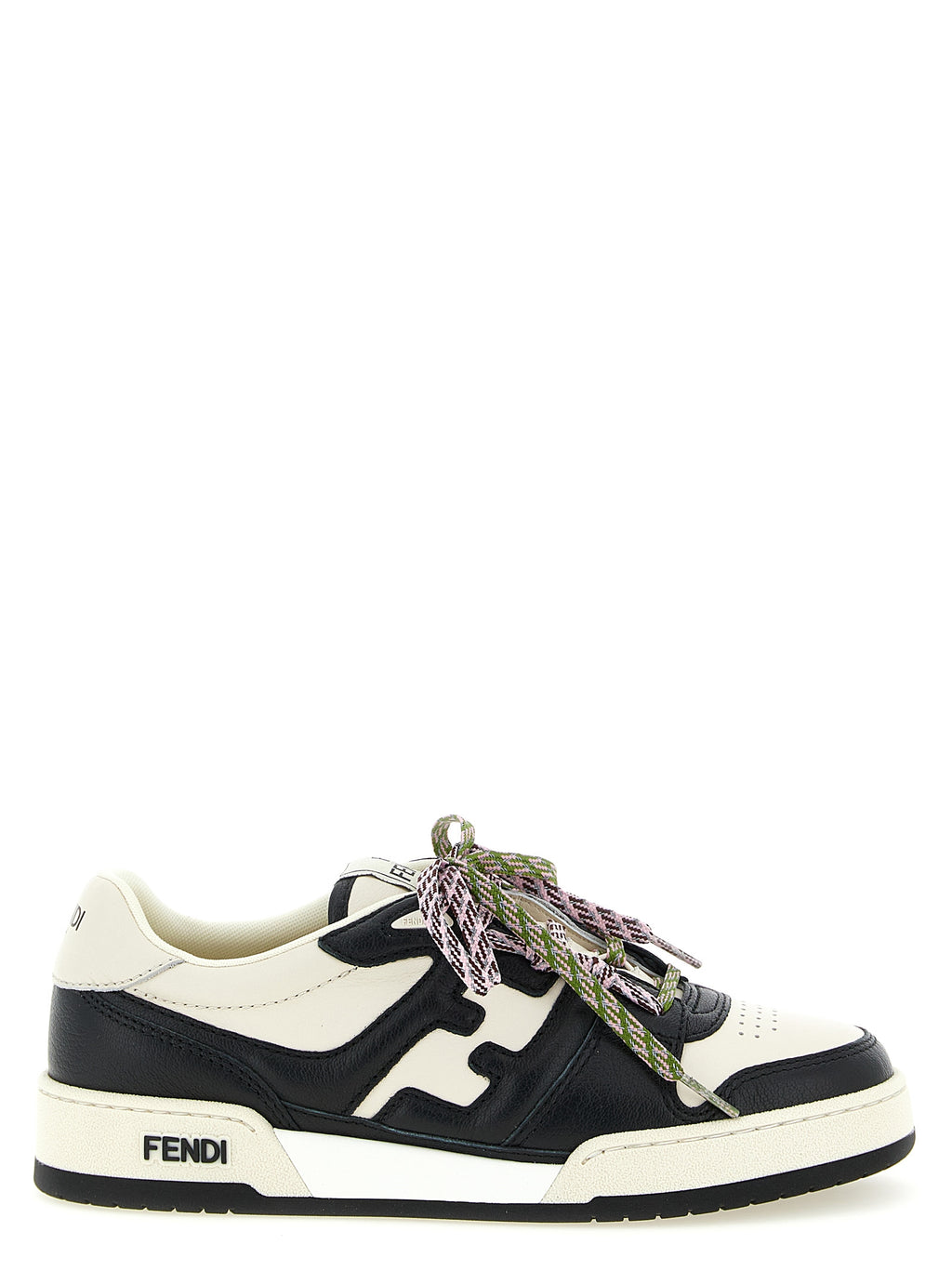 Zweifarbige Kalbsleder-Sneaker im Athletic-Stil