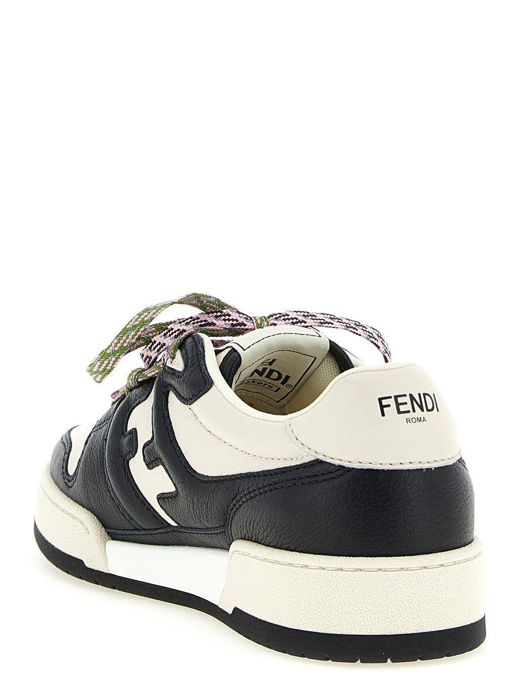 Zweifarbige Kalbsleder-Sneaker im Athletic-Stil