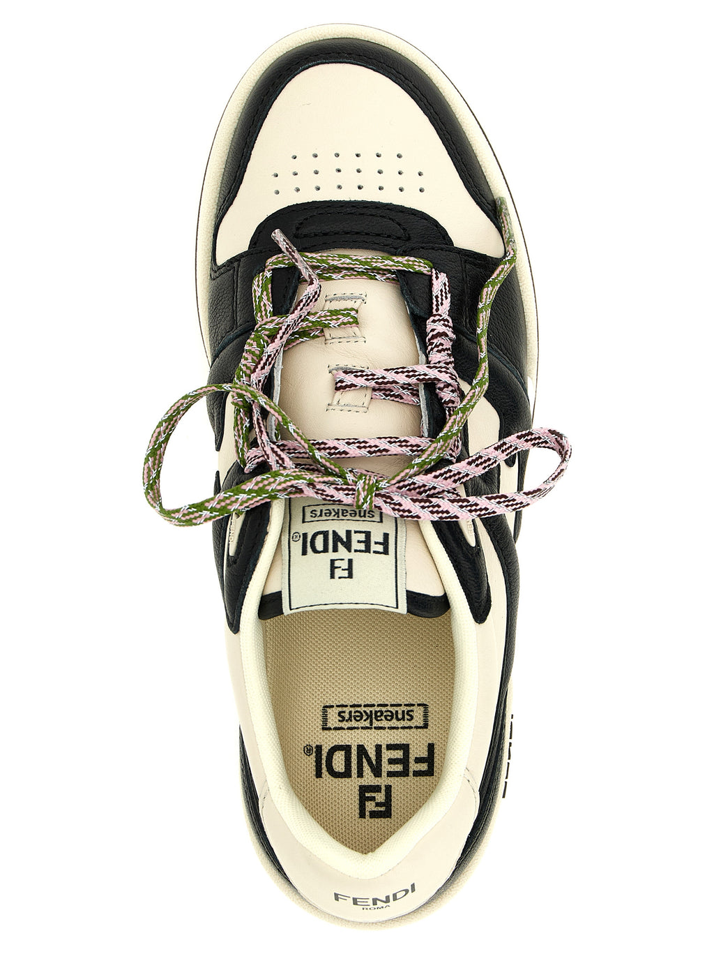 Zweifarbige Kalbsleder-Sneaker im Athletic-Stil