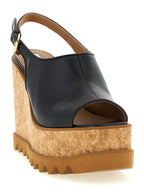 Schwarze Keilsandalen aus Polyurethan