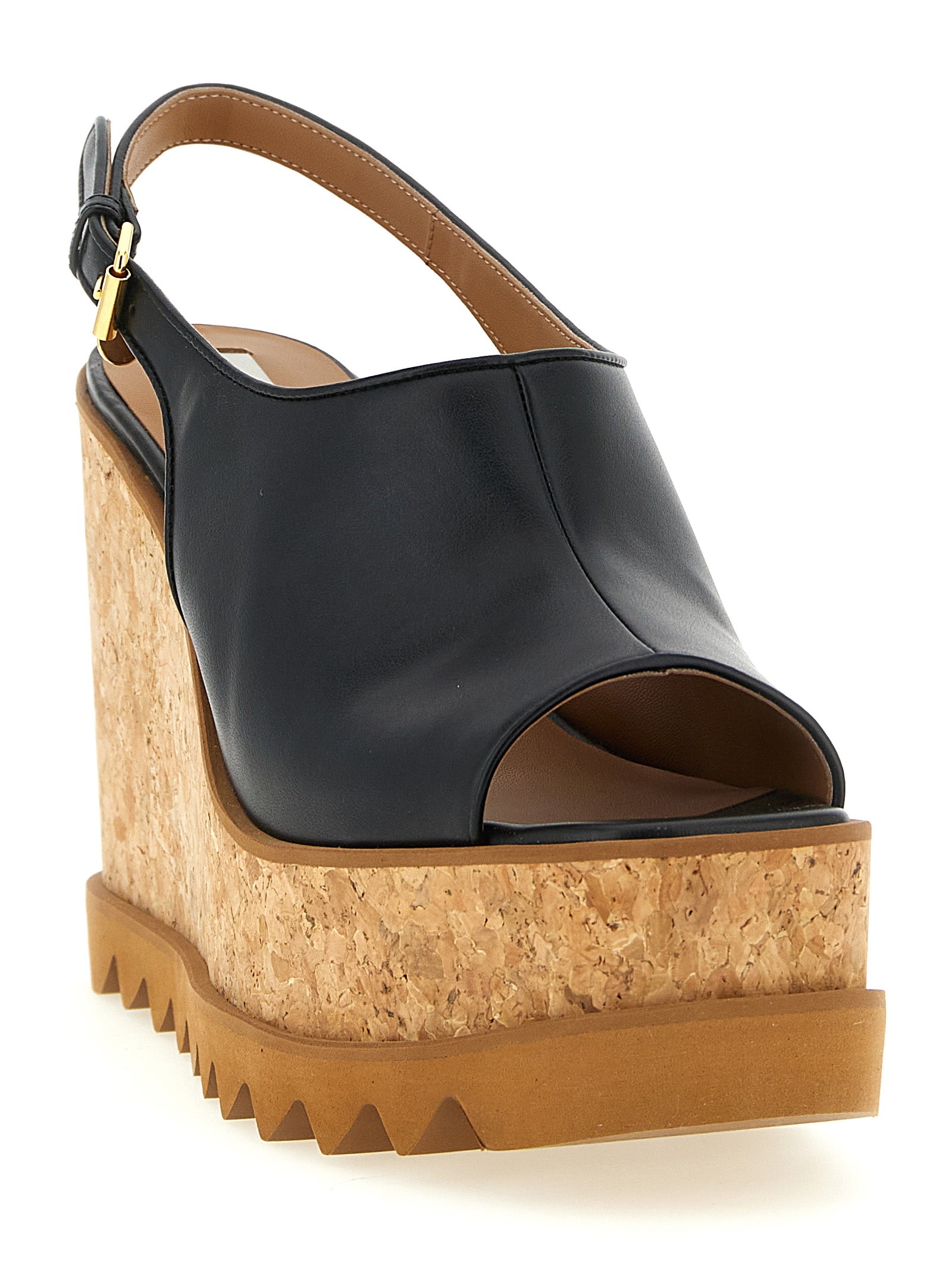 Schwarze Keilsandalen aus Polyurethan