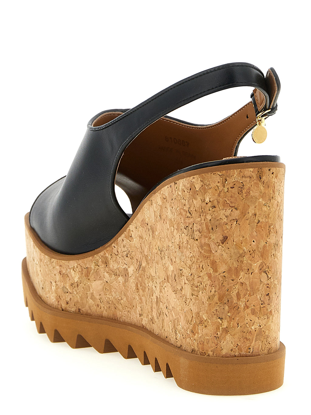 Schwarze Keilsandalen aus Polyurethan