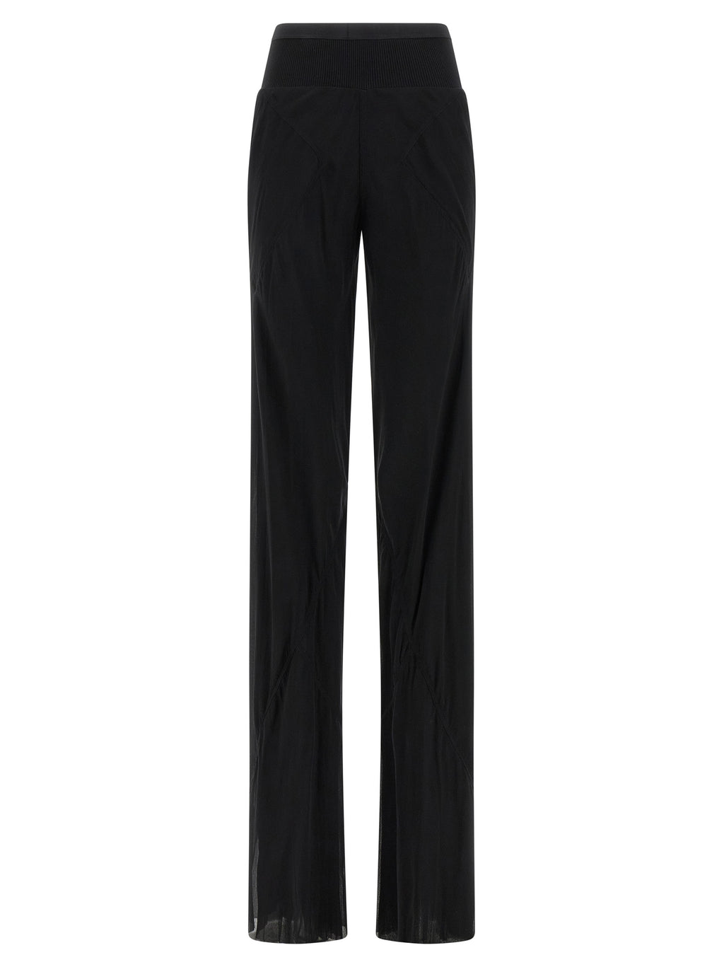 Schwarze Seidenhose mit ausgestelltem Bein