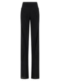 Schwarze Seidenhose mit ausgestelltem Bein