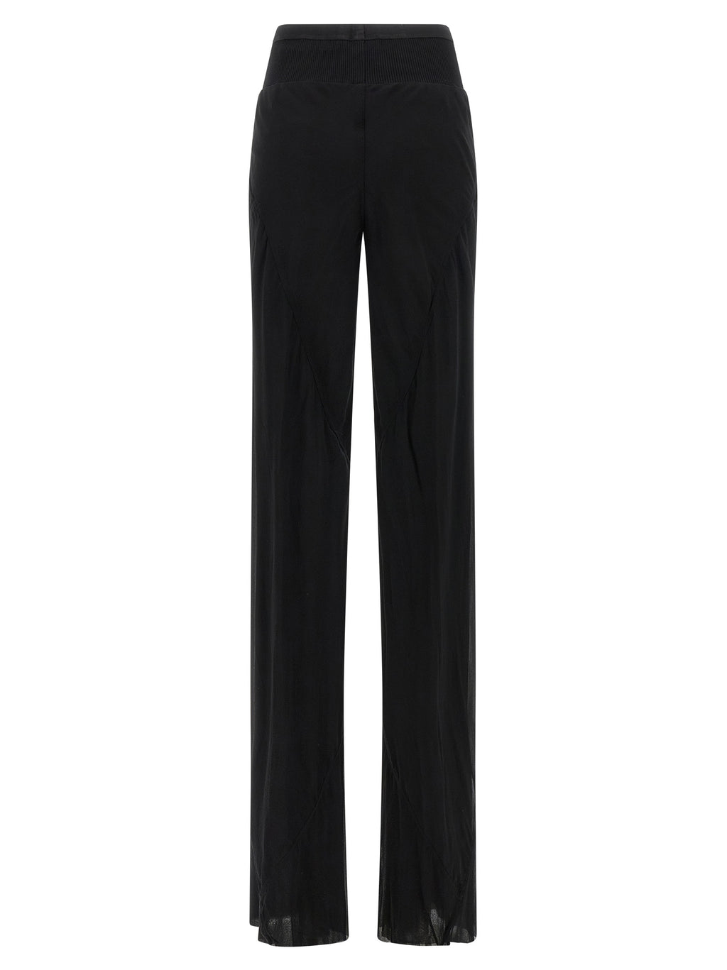 Schwarze Seidenhose mit ausgestelltem Bein