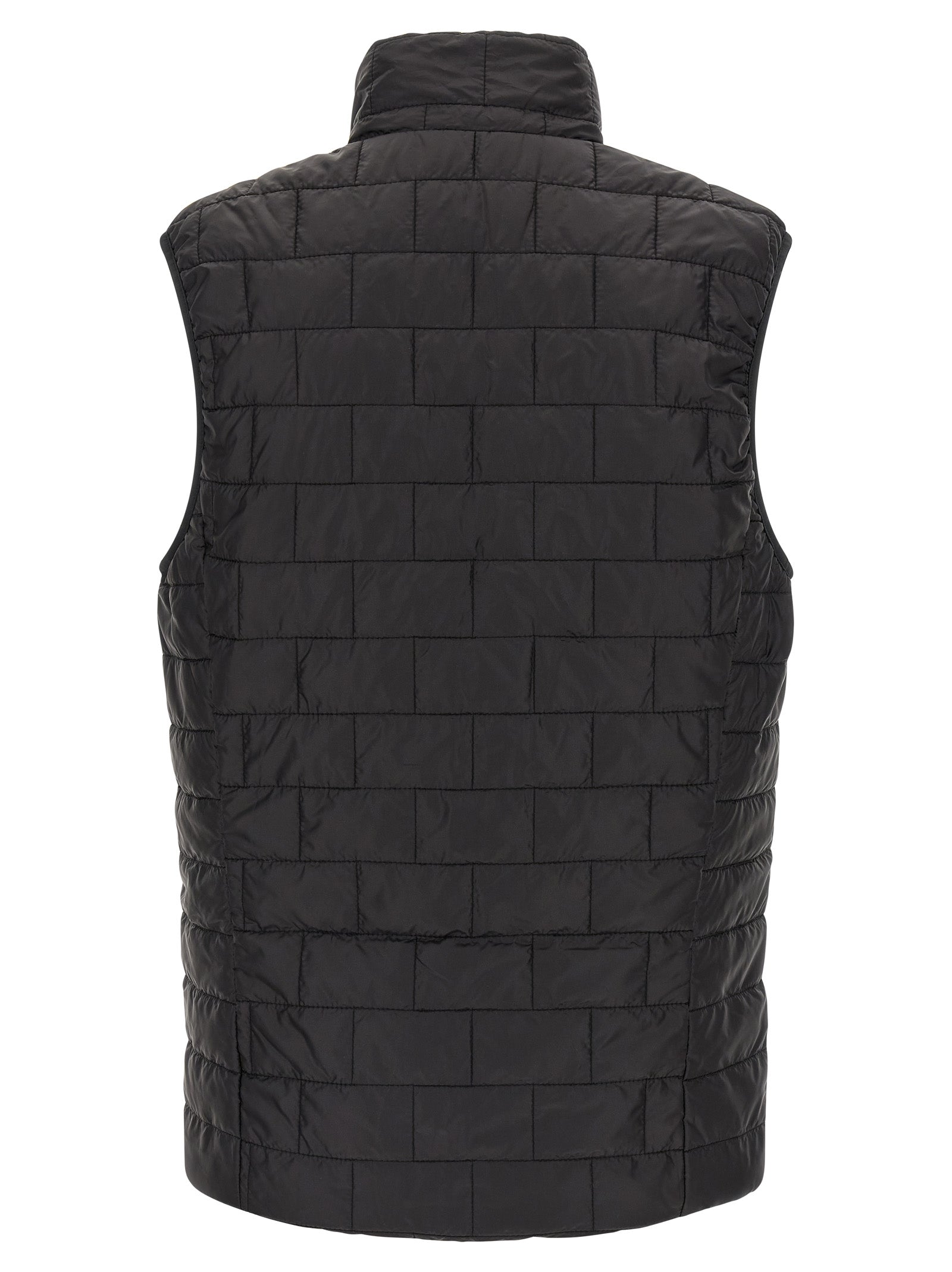 Schwarze ärmellose Jacke aus Polyester
