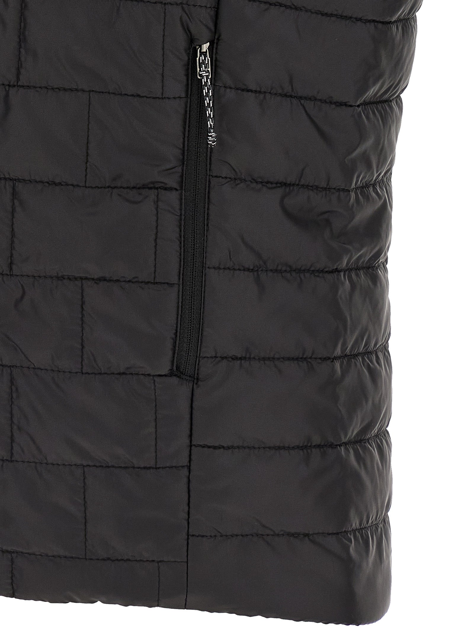 Schwarze ärmellose Jacke aus Polyester