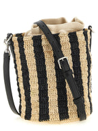 Schwarze Stroh Schultertasche