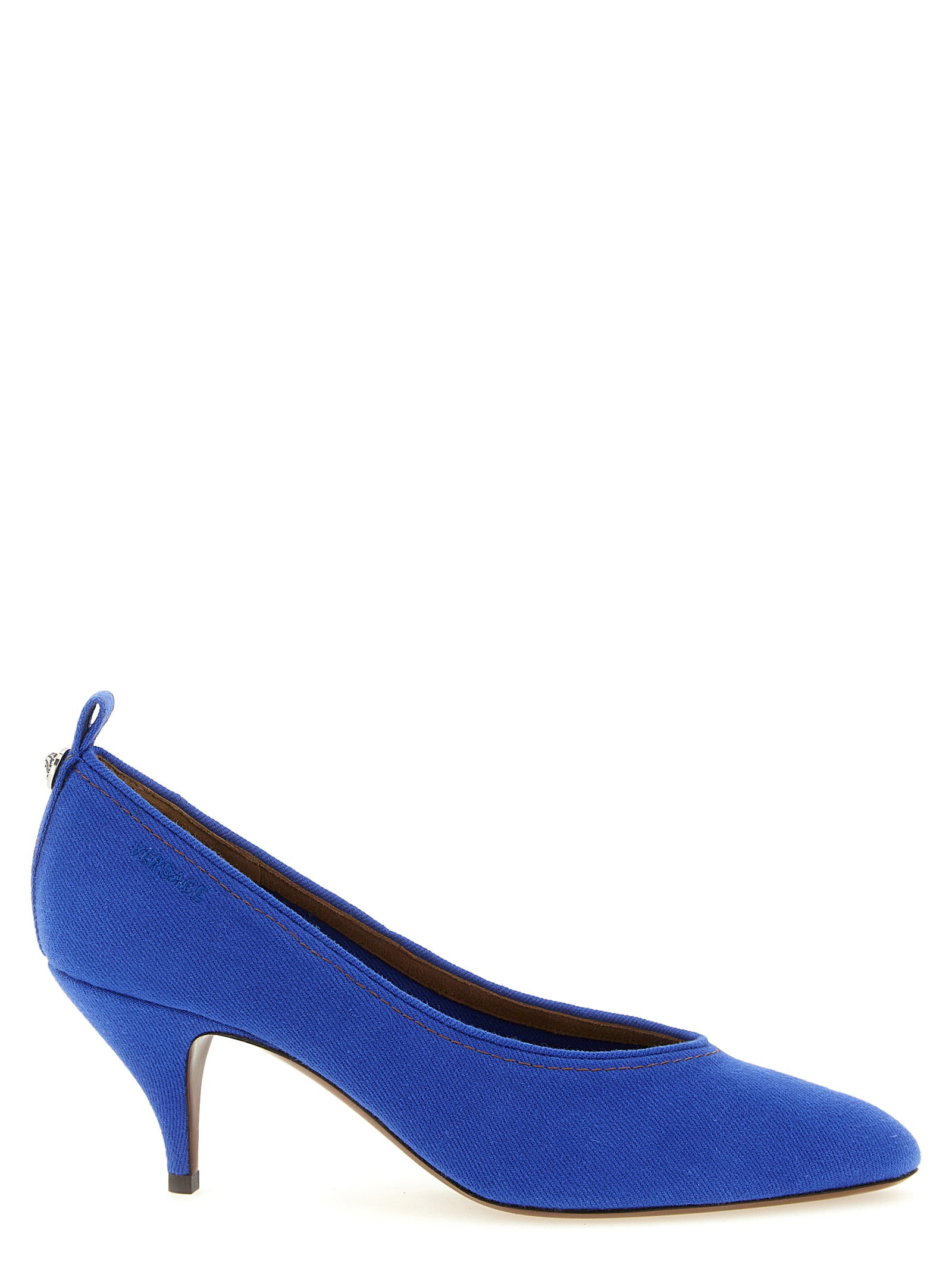 Blaue Pumps aus Baumwolle mit mittlerem Absatz