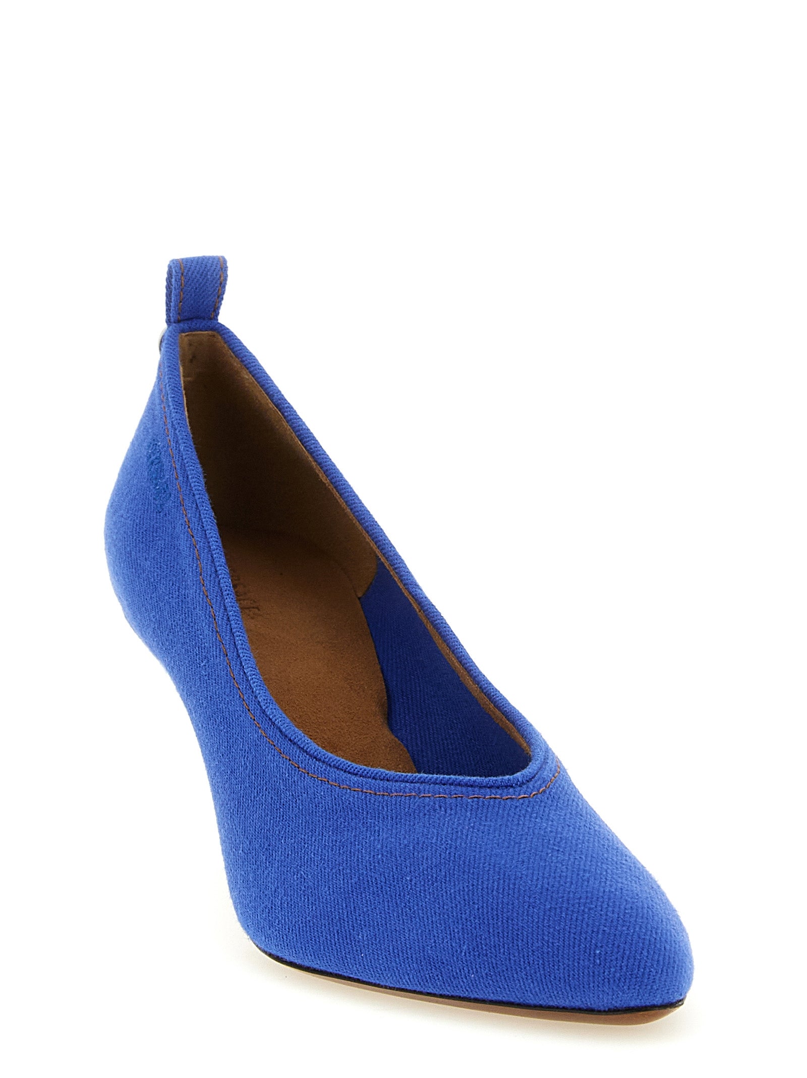 Blaue Pumps aus Baumwolle mit mittlerem Absatz