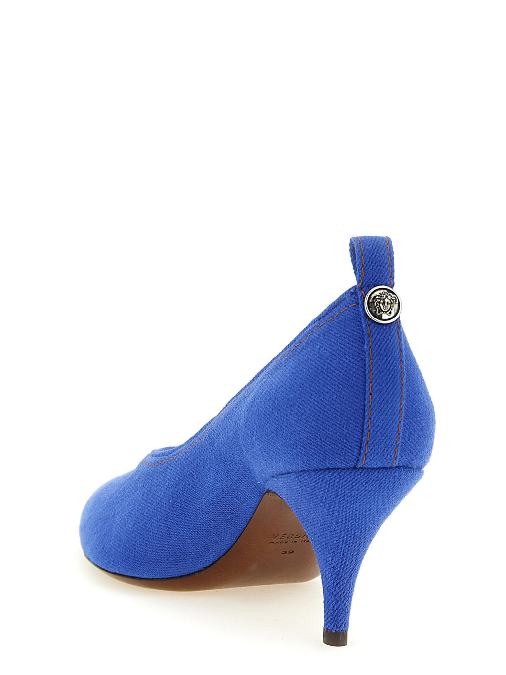 Blaue Pumps aus Baumwolle mit mittlerem Absatz