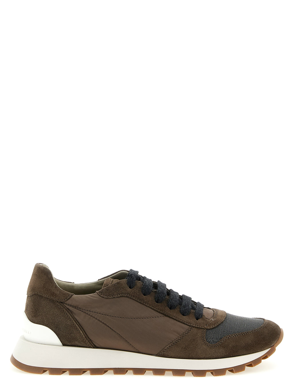Zweifarbige Kalbsleder-Sneaker im Athletic-Stil