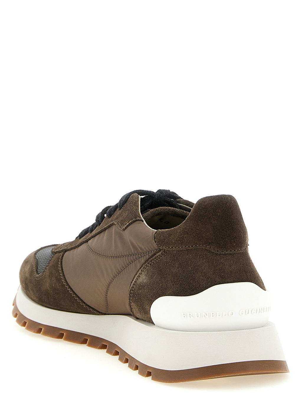 Zweifarbige Kalbsleder-Sneaker im Athletic-Stil