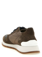 Zweifarbige Kalbsleder-Sneaker im Athletic-Stil