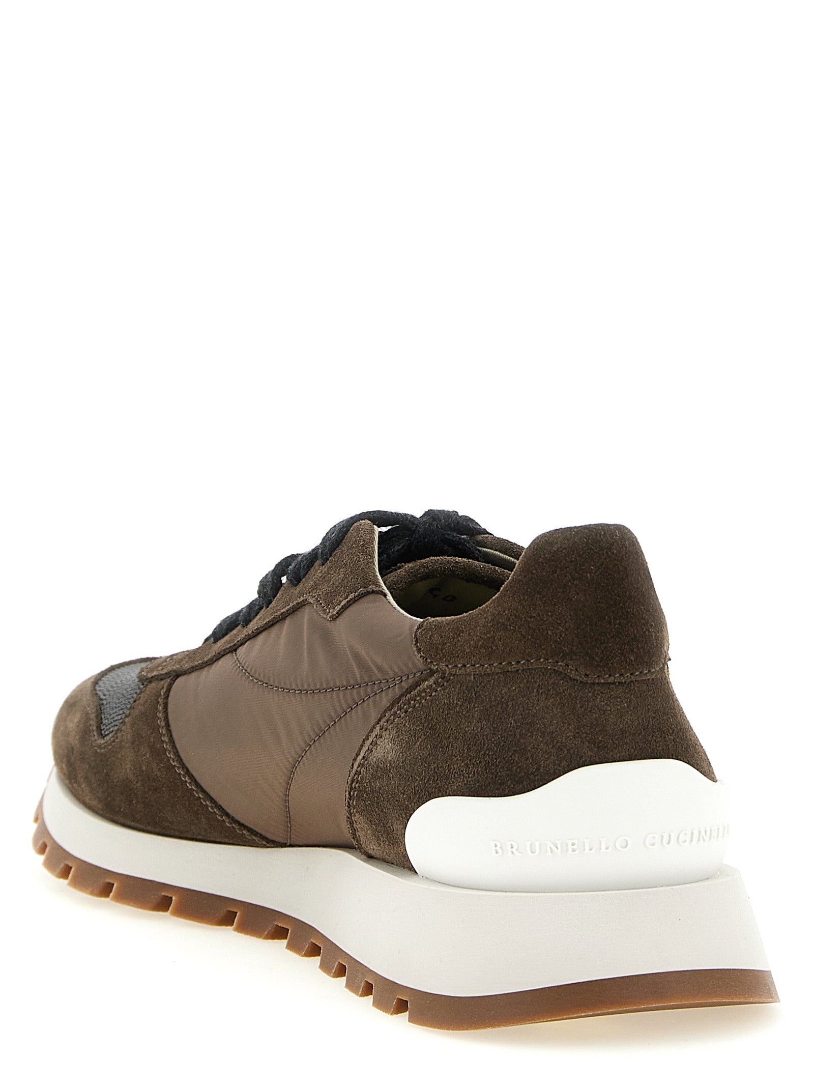 Zweifarbige Kalbsleder-Sneaker im Athletic-Stil