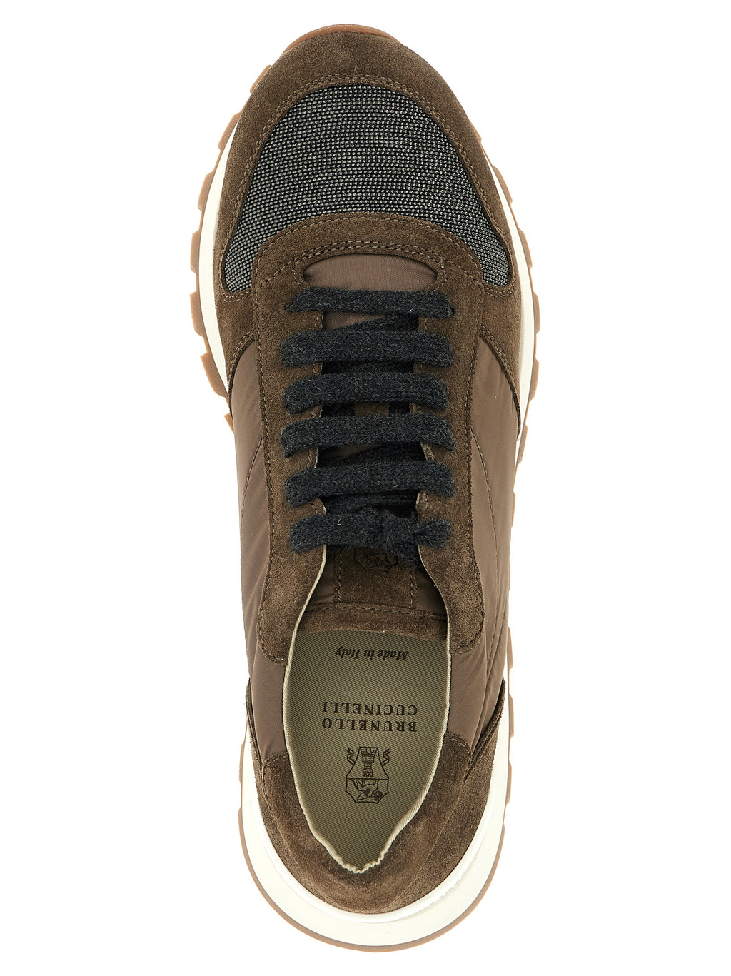 Zweifarbige Kalbsleder-Sneaker im Athletic-Stil