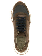 Zweifarbige Kalbsleder-Sneaker im Athletic-Stil