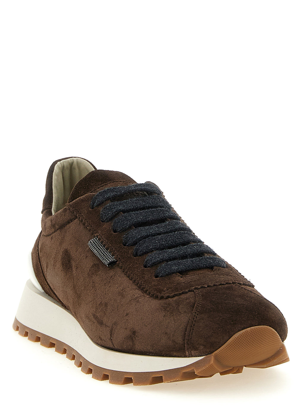 Braune Kalbsleder-Sneaker im Athletic-Stil