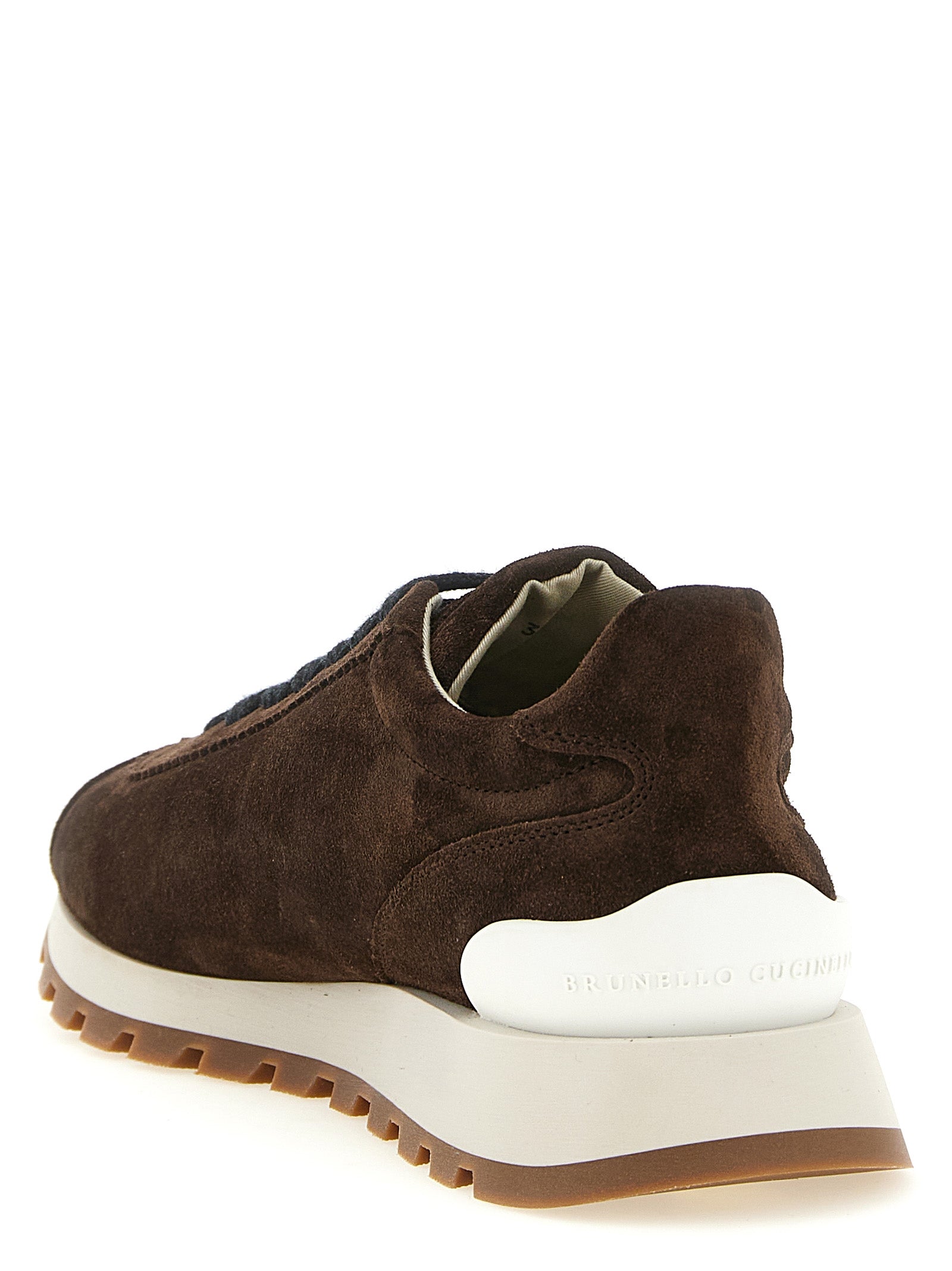 Braune Kalbsleder-Sneaker im Athletic-Stil