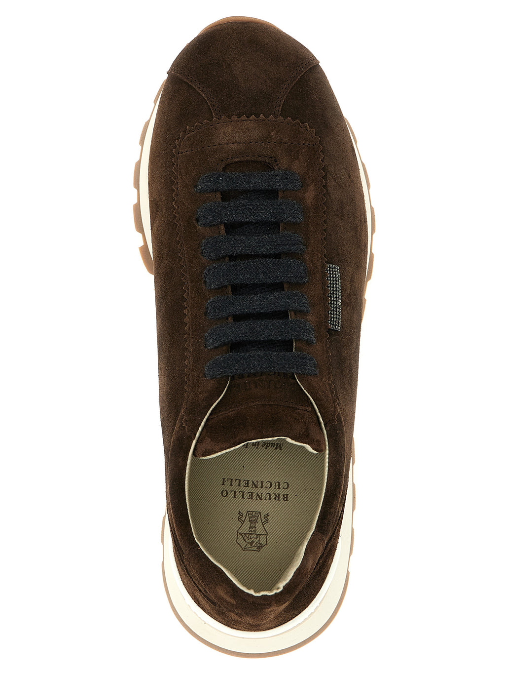 Braune Kalbsleder-Sneaker im Athletic-Stil
