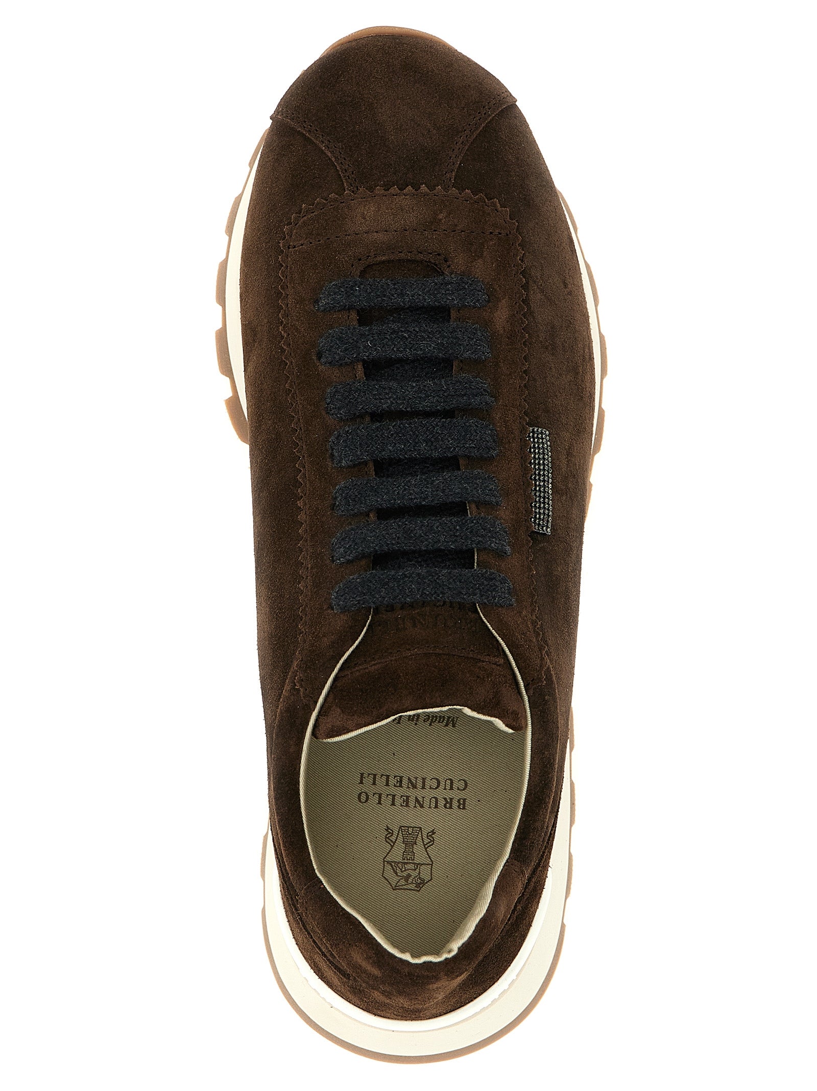 Braune Kalbsleder-Sneaker im Athletic-Stil