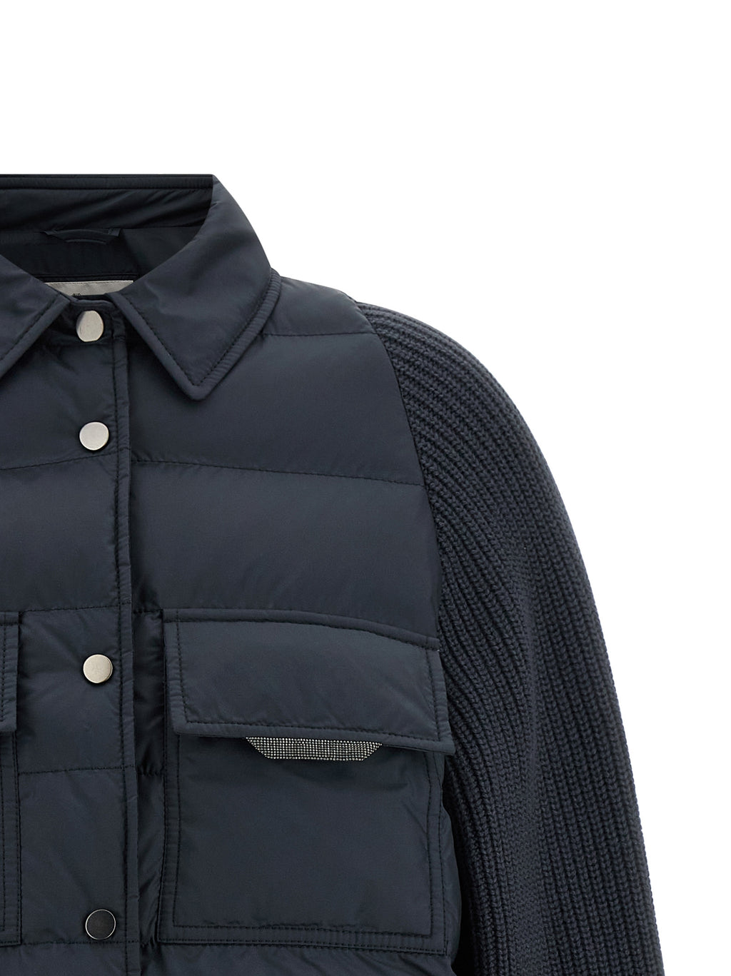 Blaue Polyester-Jacke in voller Länge
