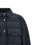 Blaue Polyester-Jacke in voller Länge