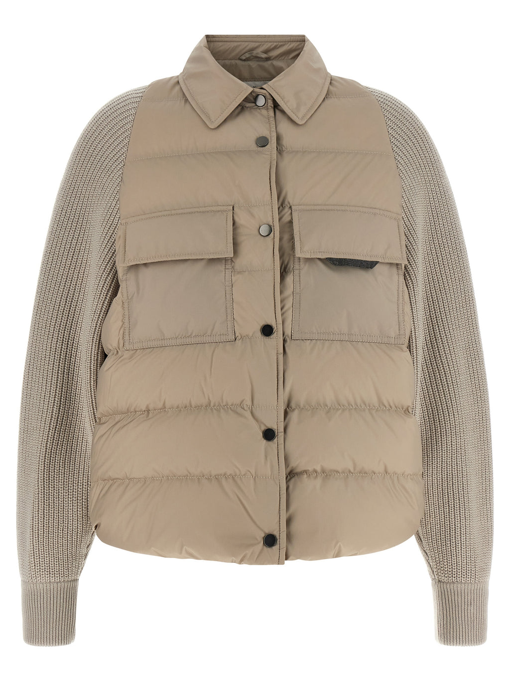 Beige Polyester Shell Jacke