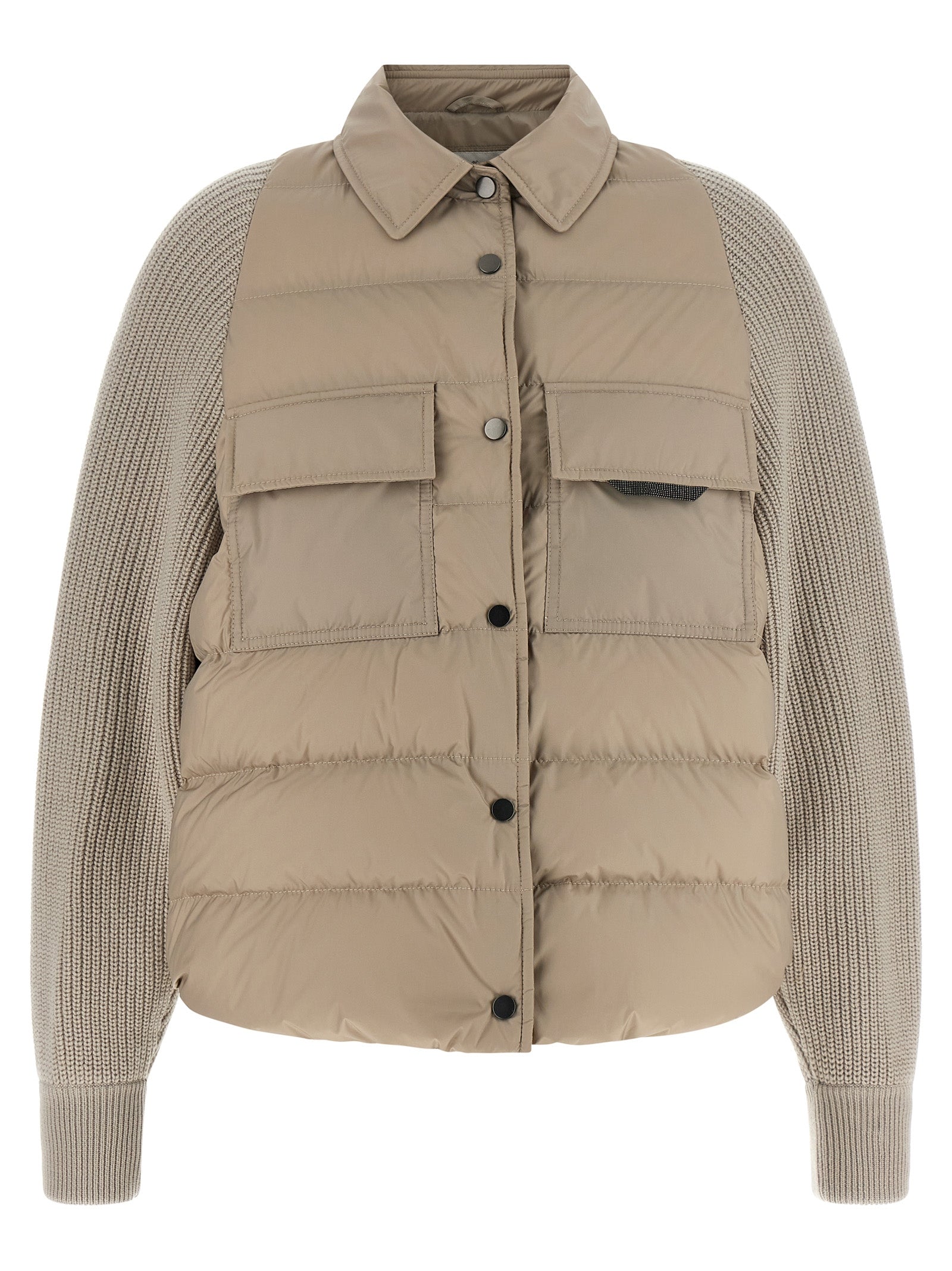 Beige Polyester Shell Jacke