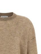 Beige Wollstrickjacke