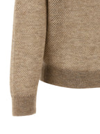 Beige Wollstrickjacke