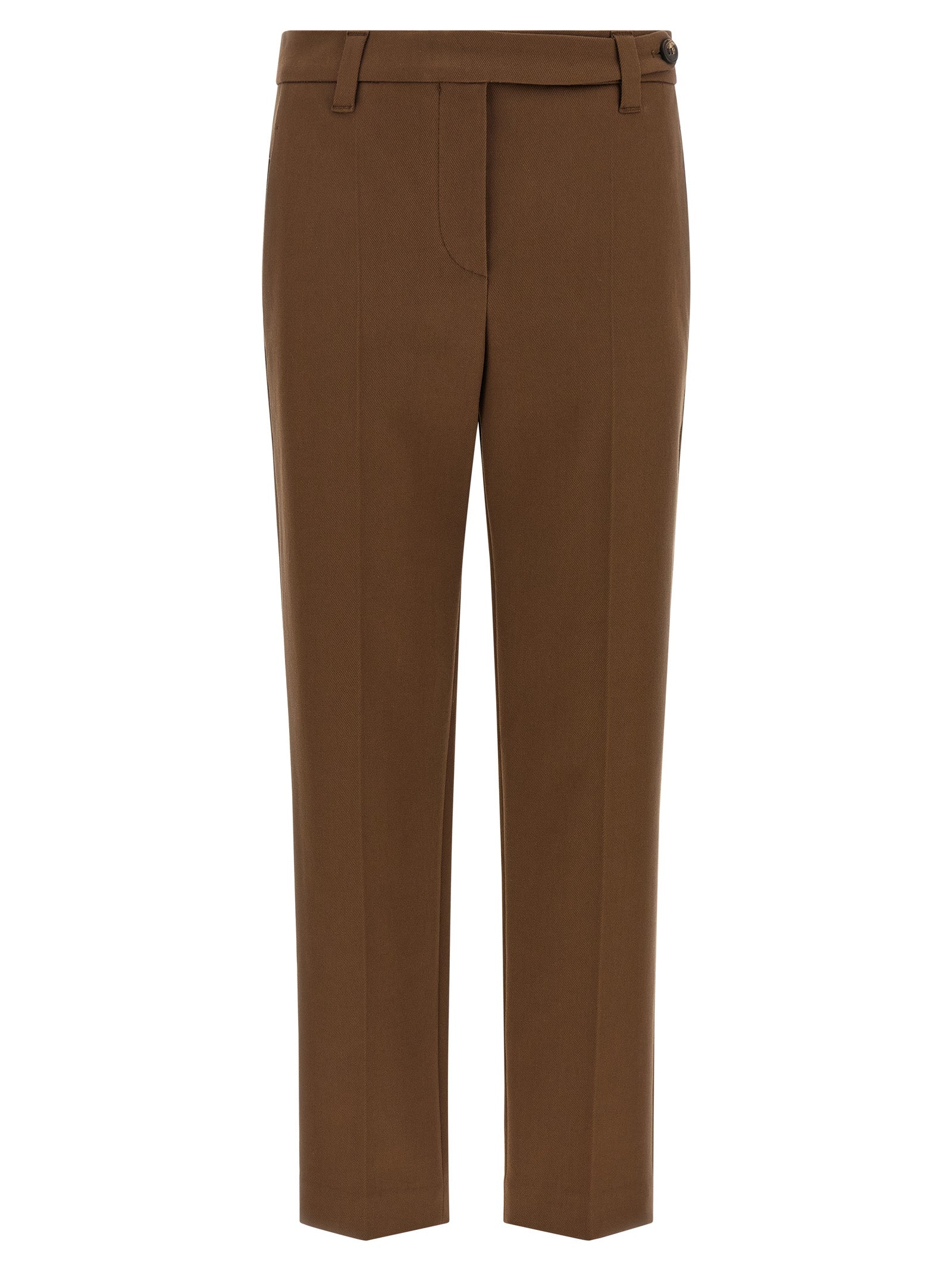 Braune Baumwoll-Cropped-Hose