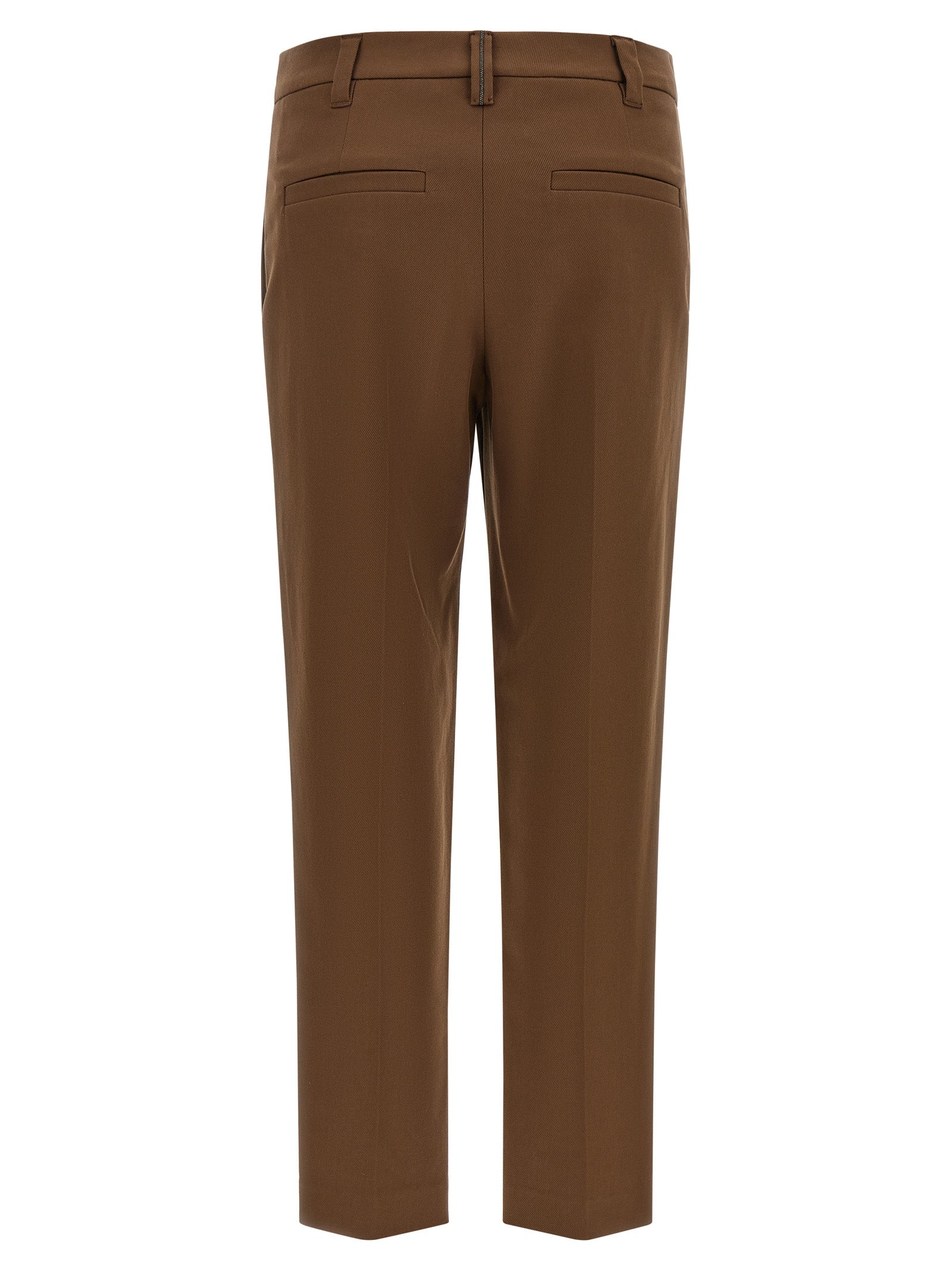 Braune Baumwoll-Cropped-Hose