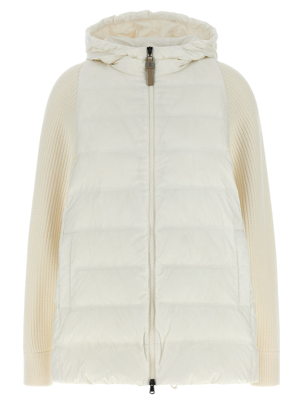 Weiße Polyester-Jacke in voller Länge