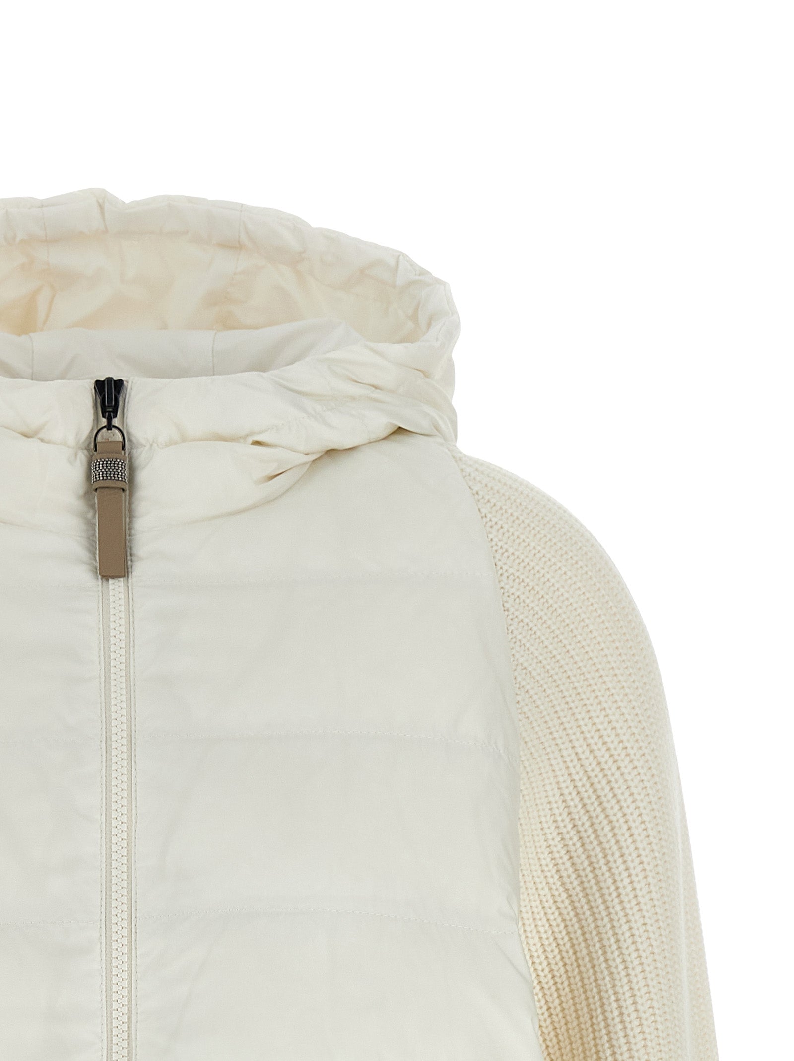 Weiße Polyester-Jacke in voller Länge
