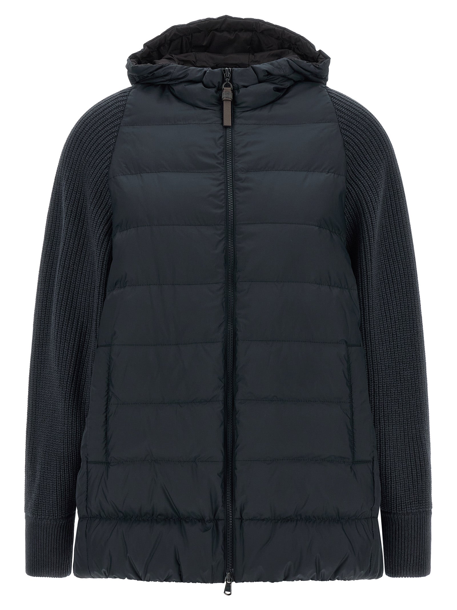 Blaue Polyester-Jacke in voller Länge