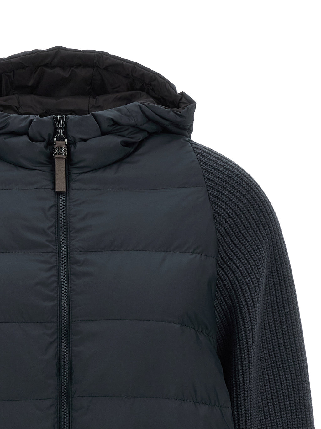 Blaue Polyester-Jacke in voller Länge